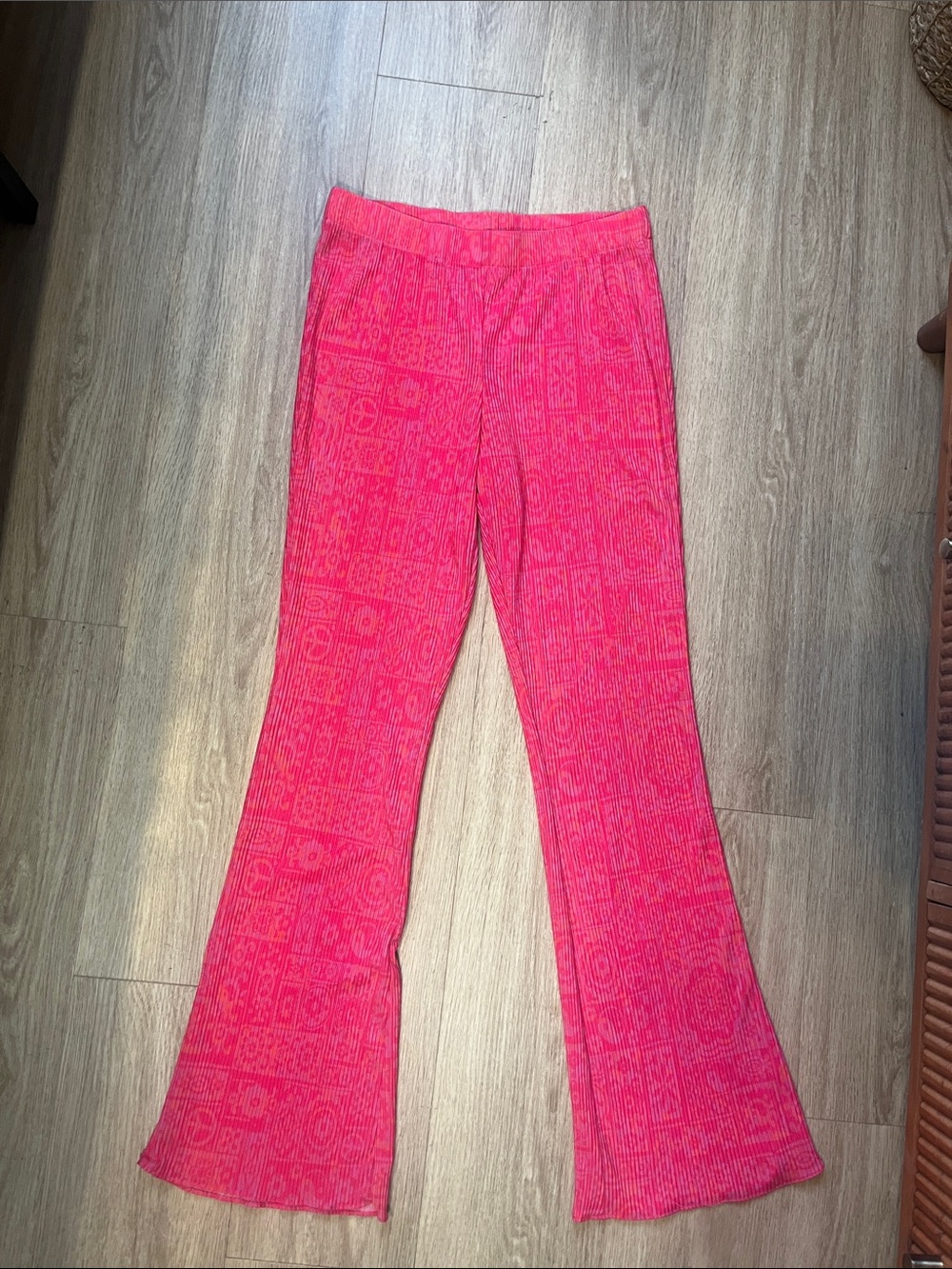 Urban Outfitters Hot Pink Printed Flared Pants